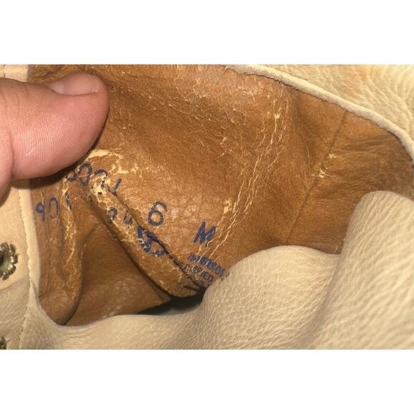 Vintage Acme Cream Leather Ankle Lace Up Western Kiltie Boots Size 6 M - Picture 7 of 7